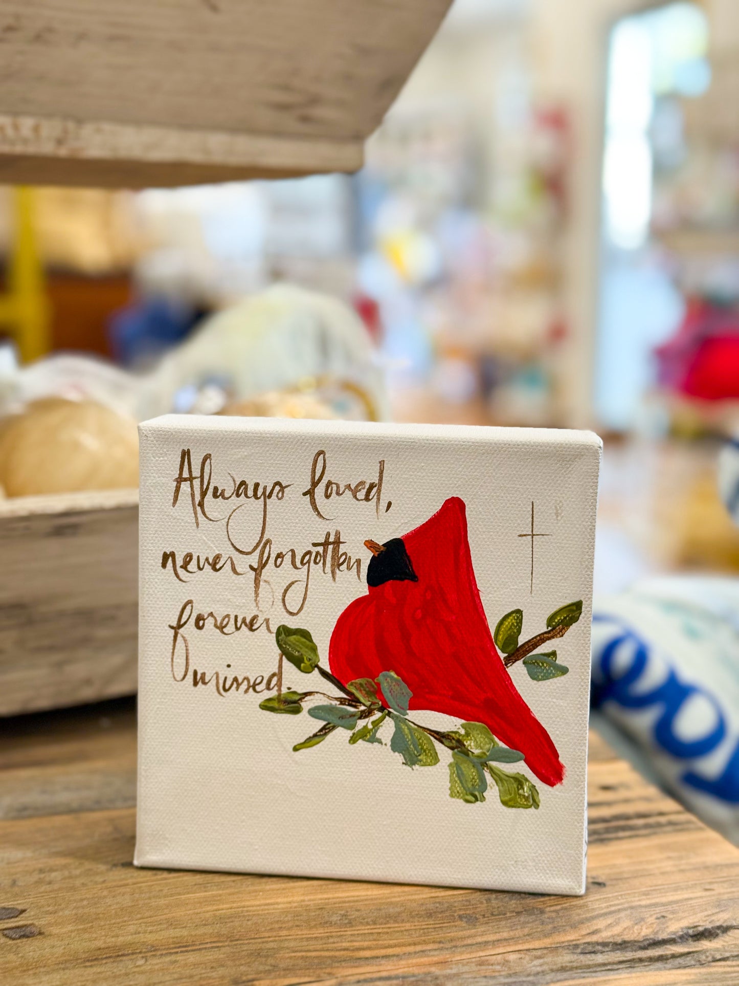 6x6 Forever Missed Cardinal — Hand-Painted Art