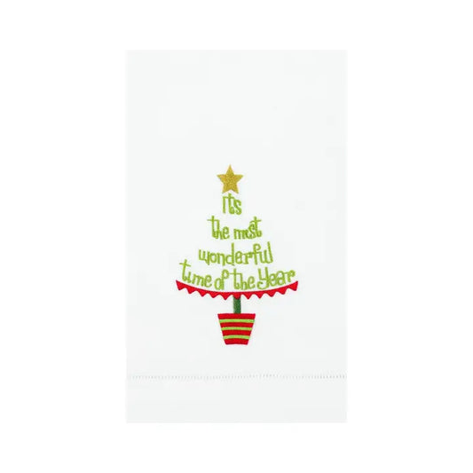 Christmas Tree Wonderful Hemstitch Hand Towel