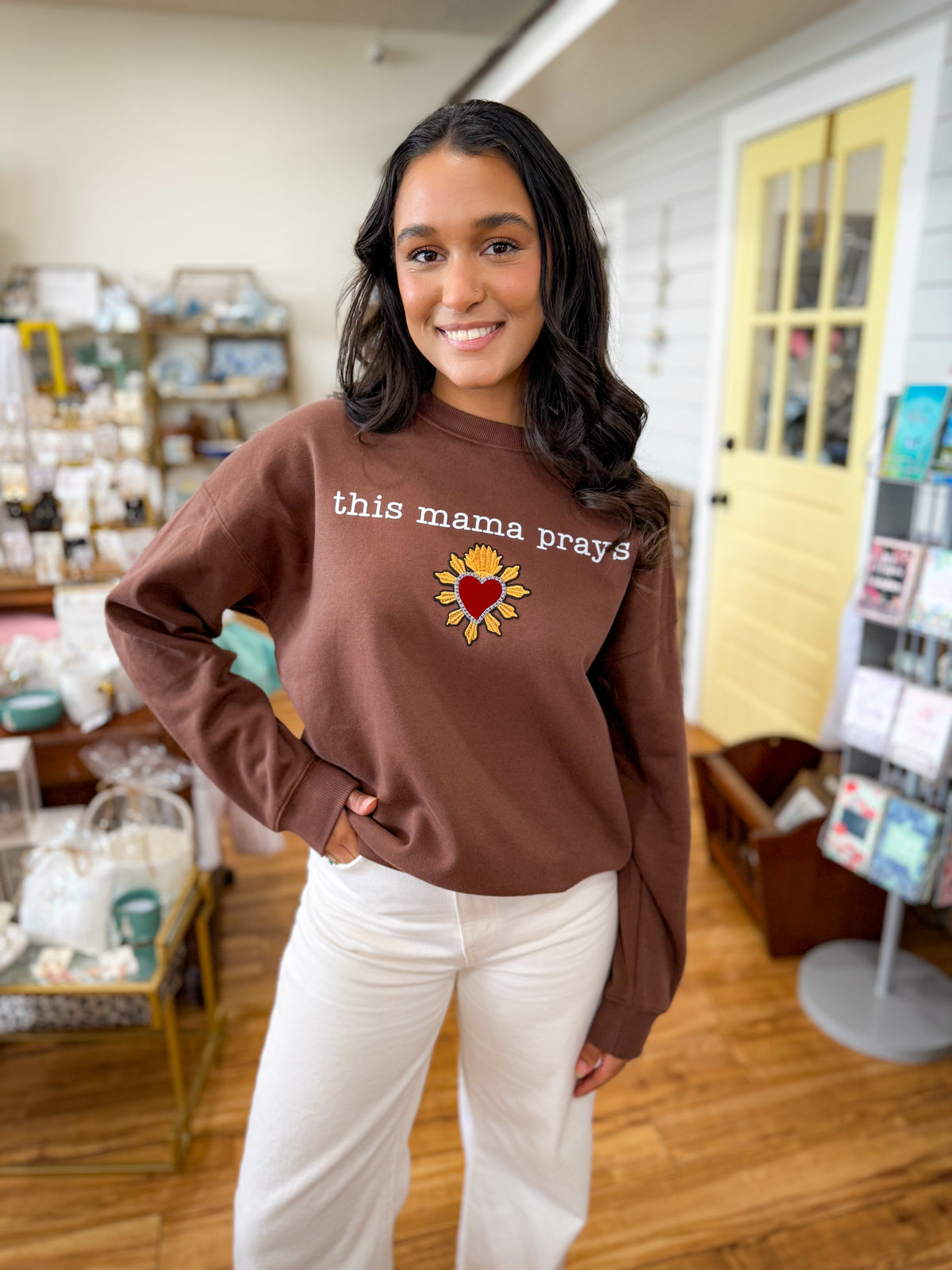 Sample- This Mama Prays with Sacred Heart Sweatshirt