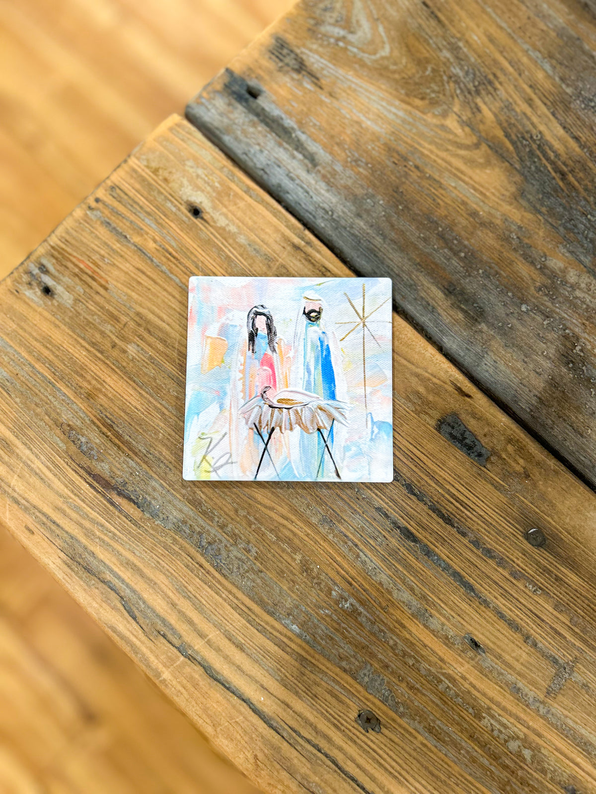4x4 Holy Night Joseph & Mary Coaster