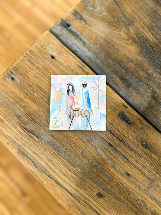 4x4 Holy Night Joseph & Mary Coaster