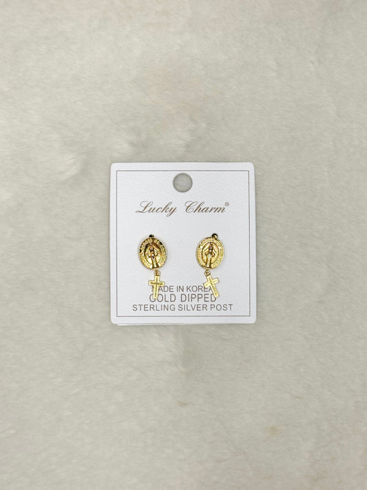 Blair Mary Cross Stud Dangle Earrings