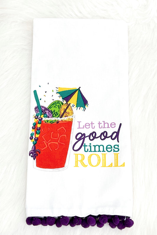 Mardi Gras Bloody Mary Pom Pom Towel