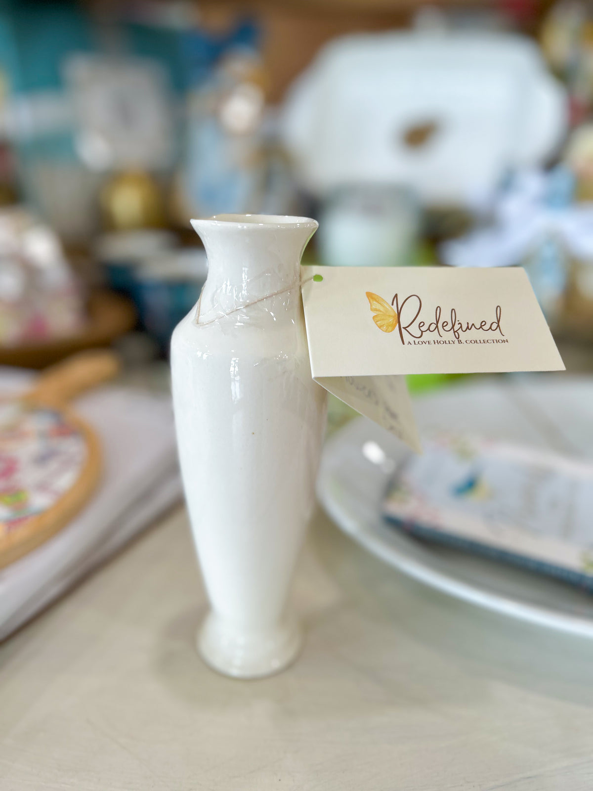 White Pedestal Bud Vase