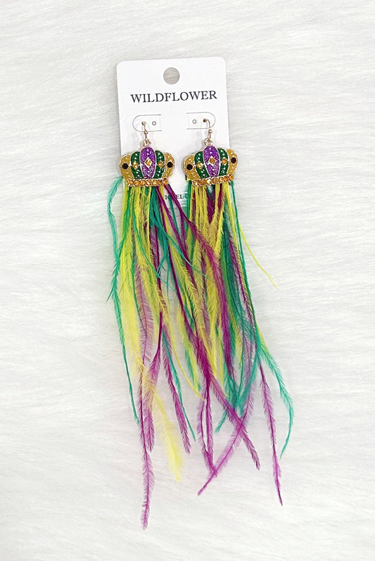 Crowned Feather Krewe Dangles