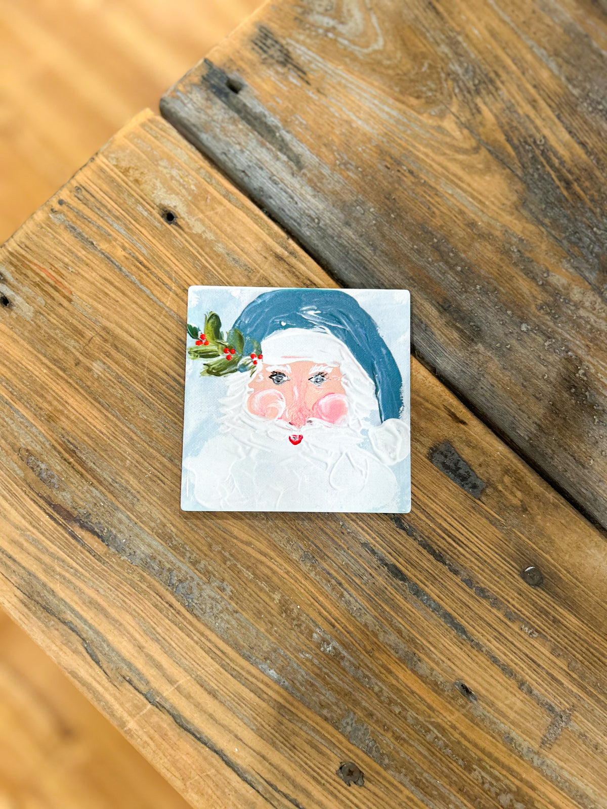 4x4 Jolly Aqua Santa Coaster