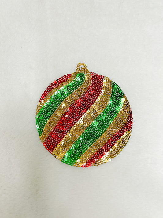 Patch-Sequin Red Gold Green Ornament