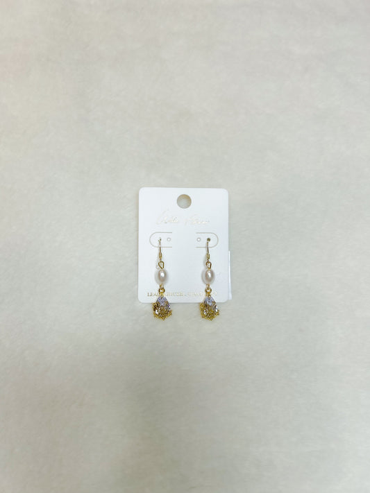Lila Pearl with Rhinestone Drop Earrings