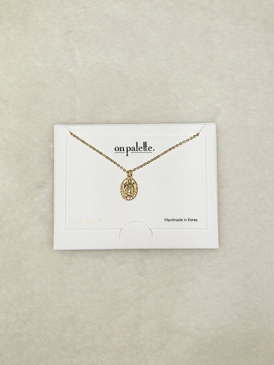 Mini Gold Our Lady of Grace Necklace Mary