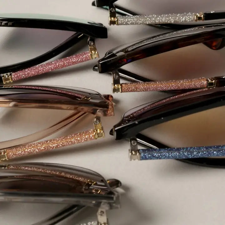 Women's Round Glitter Arm Sunglasses F5003AG