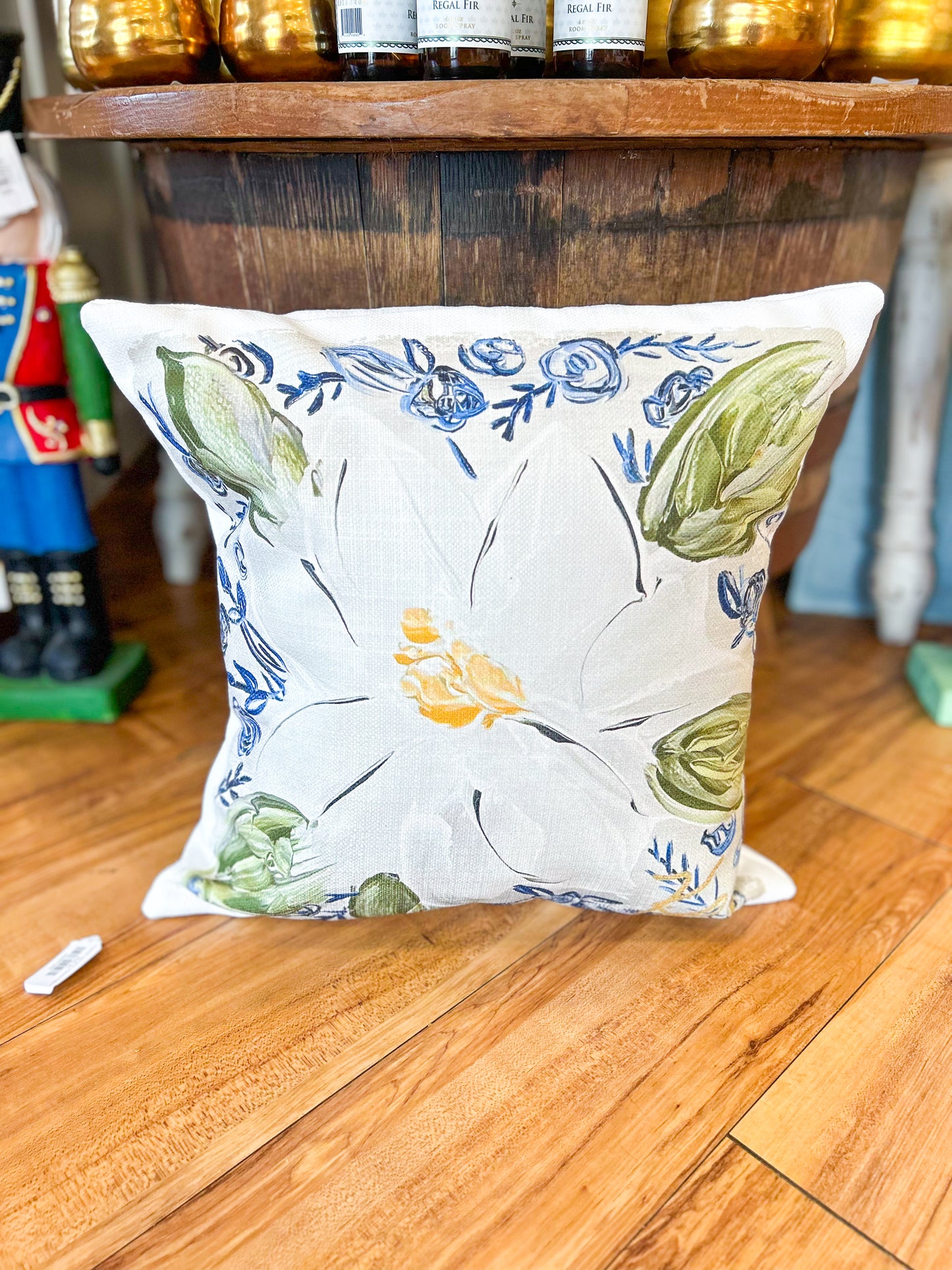 GA Magnolia with Blue Square Pillow