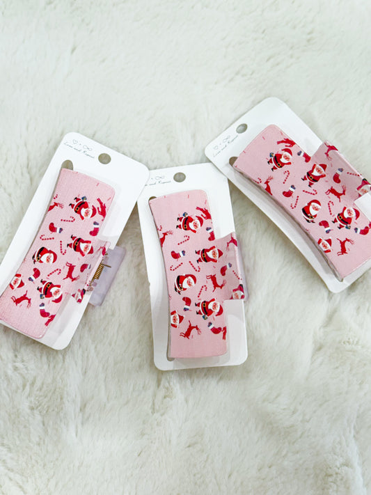 Christmas Hair Clip- Candy Cane Santa