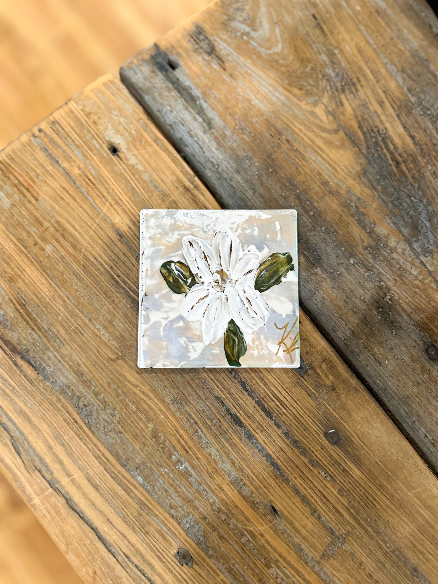 4x4 Bloom Single Magnolia Coaster