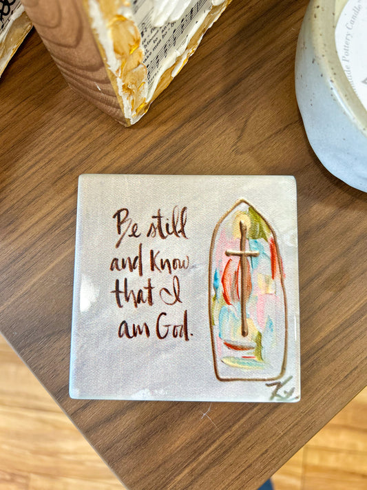 GA Stained Glass Be Still Coasters