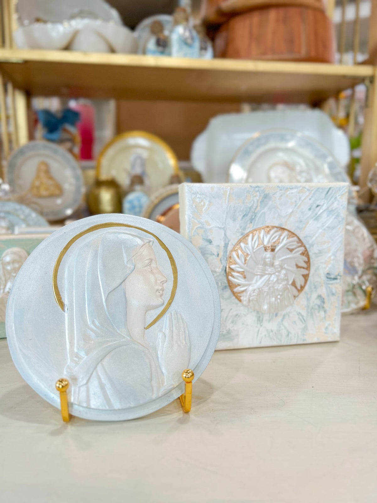 Blue Sacred Grace Mary Plaque