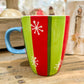 Red and Green Stripes Snowflake Mug