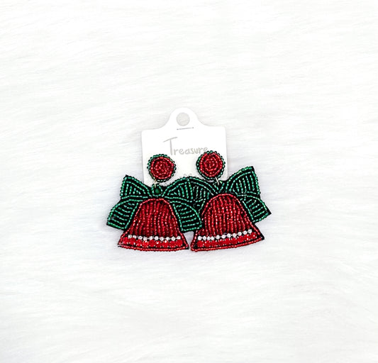 Beaded Christmas Bell Earrings