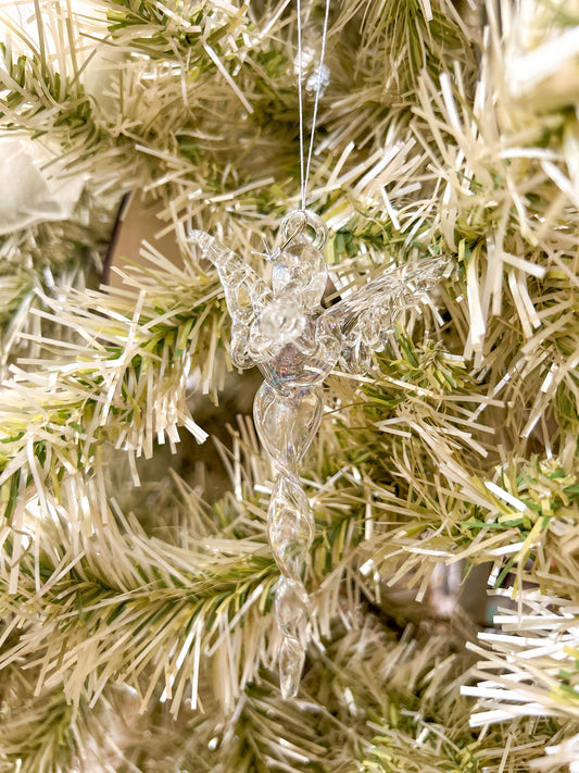 Glass Winter Angel Ornament