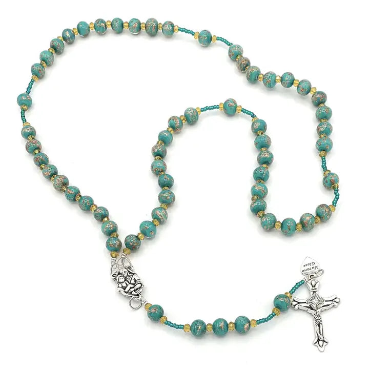 Green Murano Glass Bead Rosary