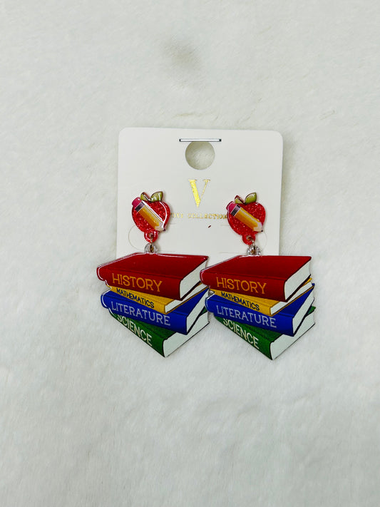Books Are Fun Colorful Teacher Earrings