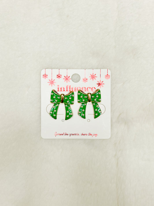 Pearls & Bows for Christmas Bow Earrings