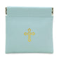 Vinyl Rosary Pouch Squeeze Top Gold Cross Imprint (Multiple Options)