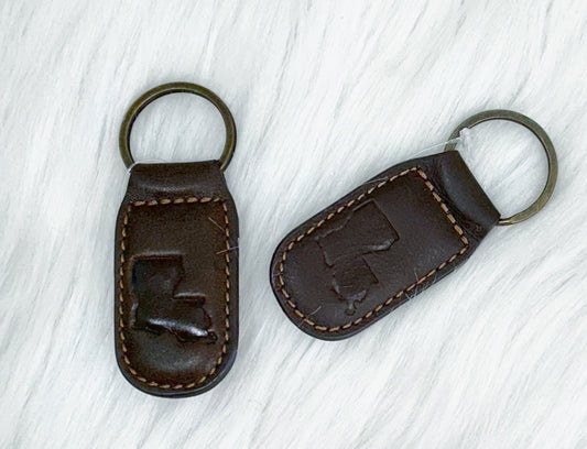 Louisiana Leather Embossed Keychain