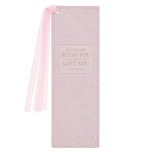 Bookmark Faux Leather Pink Bless You and Keep You Num. 6:24