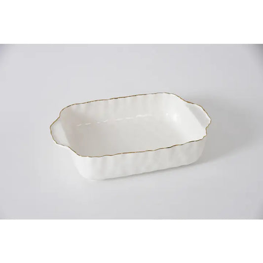 11x9 Modern Rectangular Baking Dish White/Gold