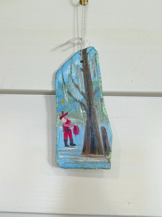 Santa Visits the Bayou- Cajun Stone Christmas Ornament