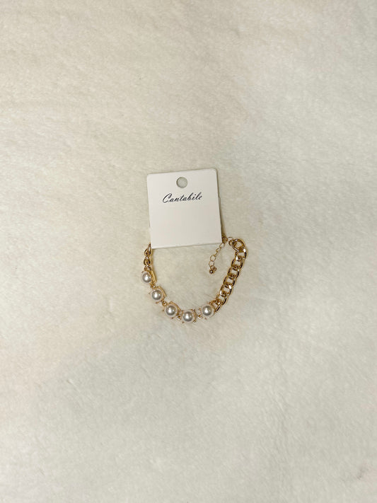Monroe Pearl Chain Bracelet Gold