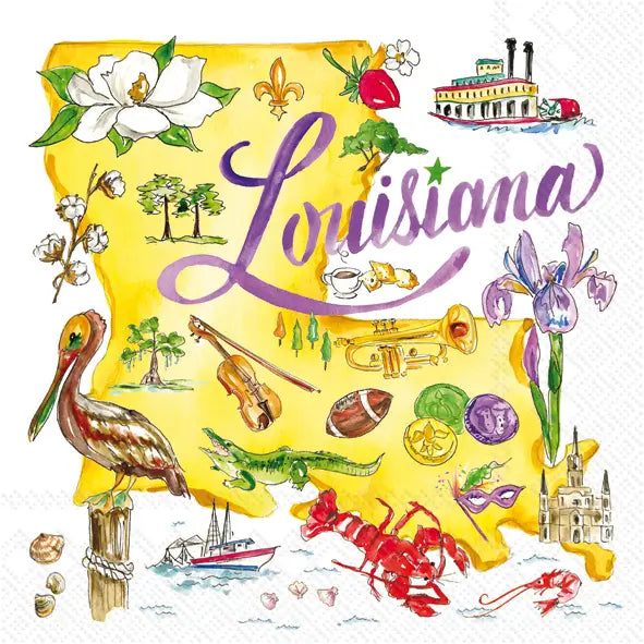 Paper Cocktail Napkins 20 Ct La Louisiana State Collection
