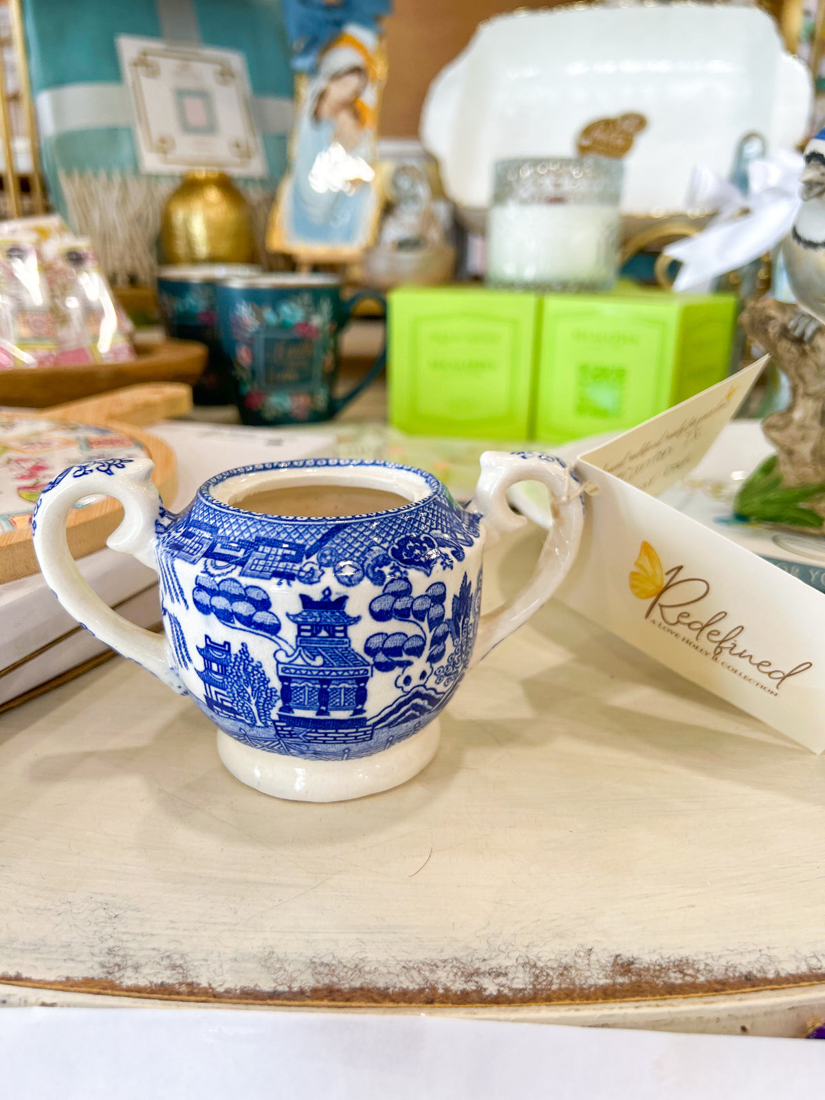 Blue Willow Porcelain Sugar Bowl