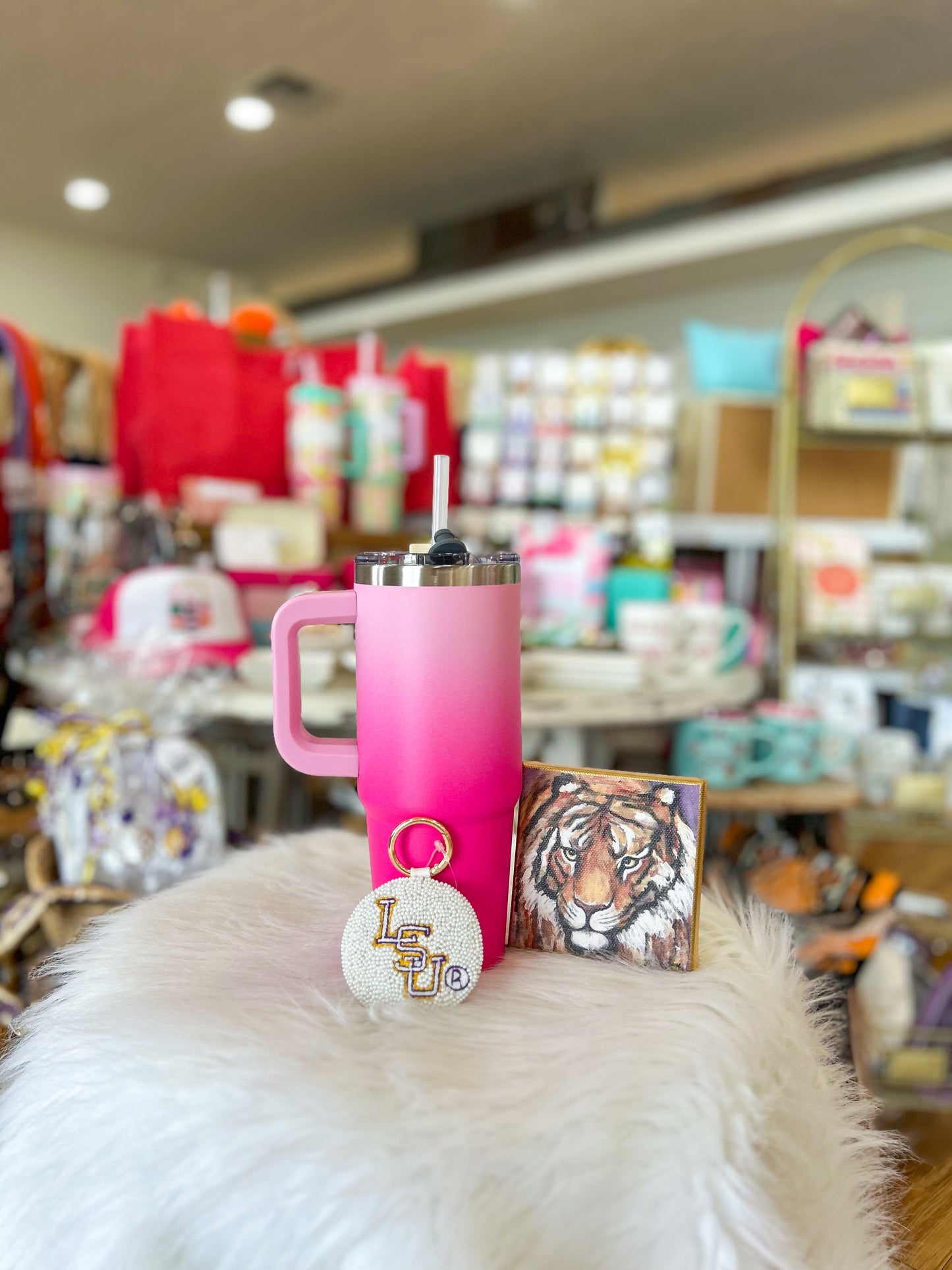 30oz Pink Faded Ombre Handled Tumbler