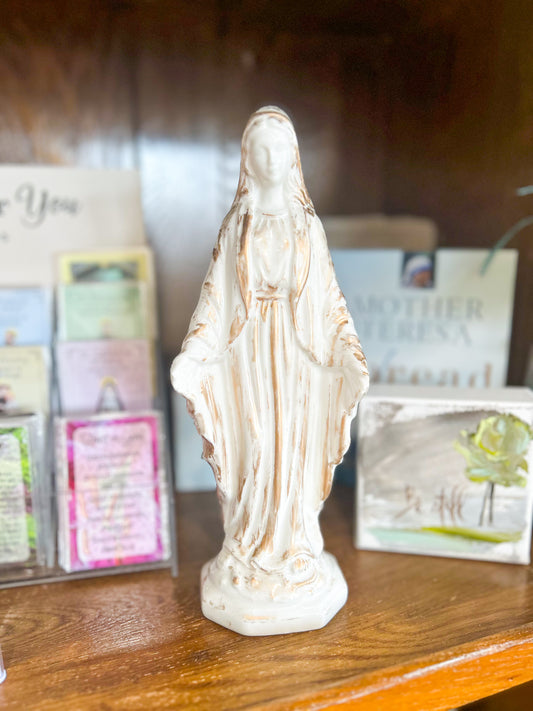 9.5" Mary Statue with Gold Accent