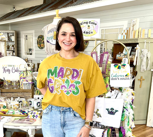 Sample- Boxy Mardi Gras Sequin Tee