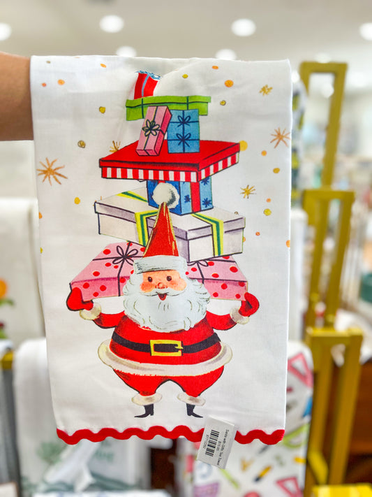Santa with Gifts Tea Towel