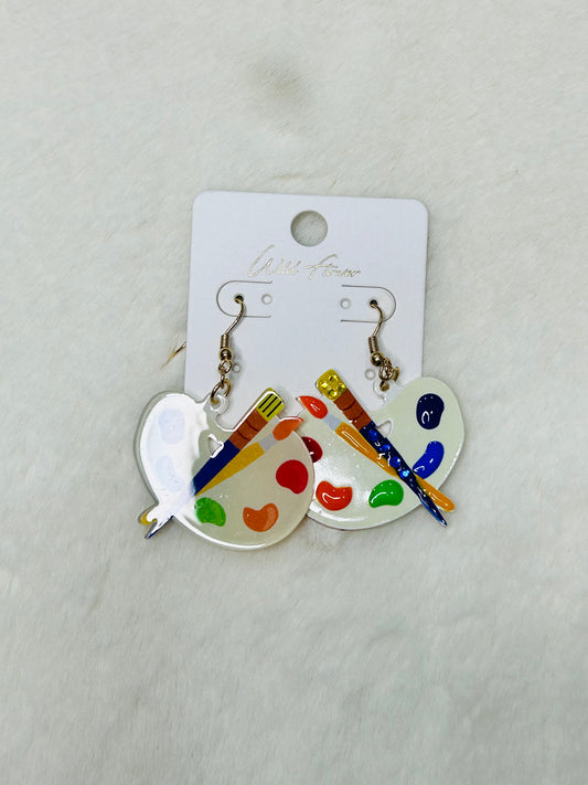 Art Teacher Paint Pallette Fun Earrings