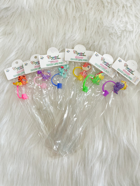 Dino Glass Straw With Color