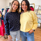 Fleece Babe Polka Dot Crew Neck Sweatshirt- Light Yellow