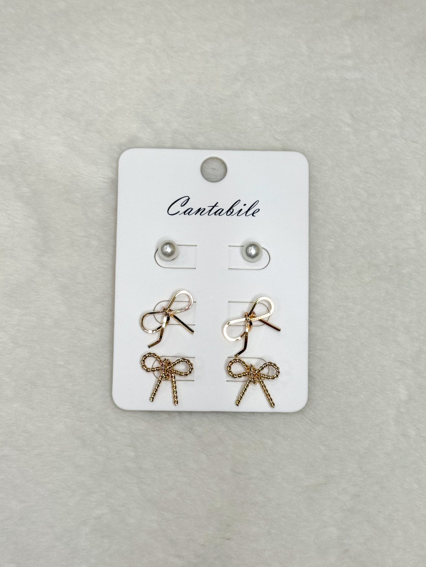 Sweet Knot Bow Earrings Set