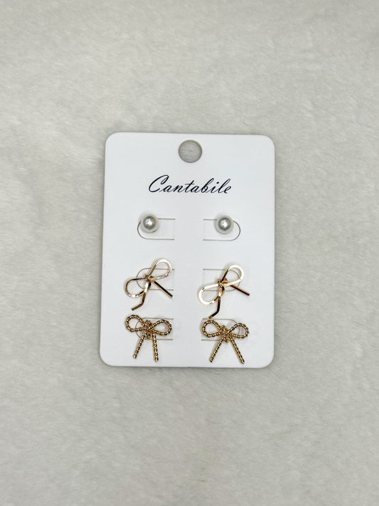 Sweet Knot Bow Earrings Set