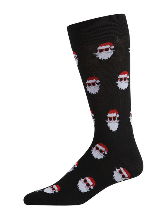 Men's Santa Shades Black Crew Socks