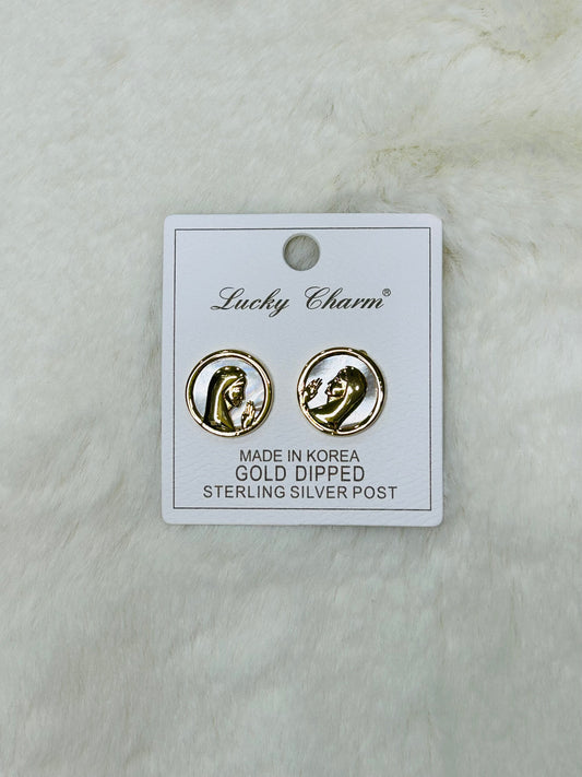 Profile Madonna Mary- Mother of Pearl Stud Earrings