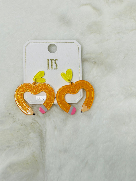 Hearts & Love Pencil Teacher Earrings