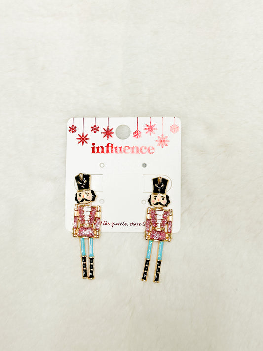 Soldier Shine Nutcracker Christmas Earrings