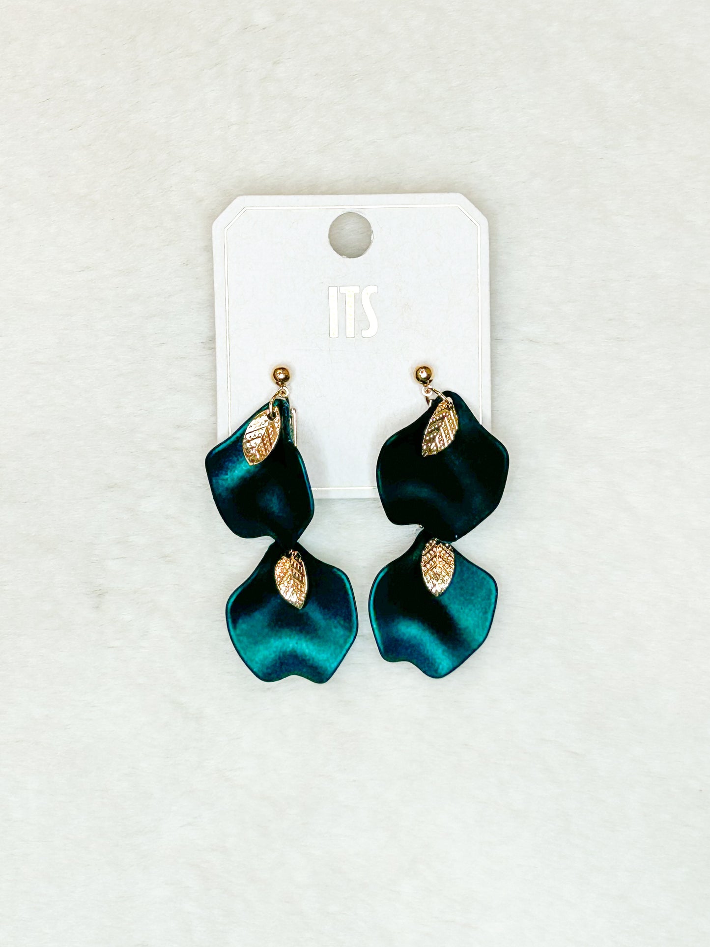 Emerald Green Petal Drop Earrings
