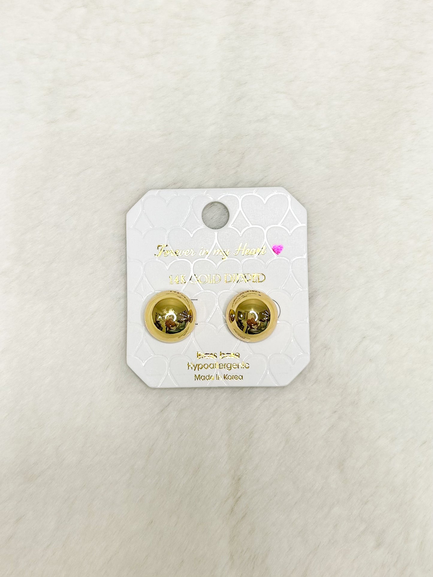 Forever in my Heart Large Gold Stud Earrings