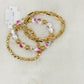 Pink & White Floral Beads Gold Stack Bracelets