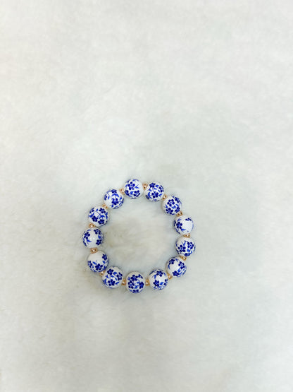 Blue Floral Beaded Bracelet